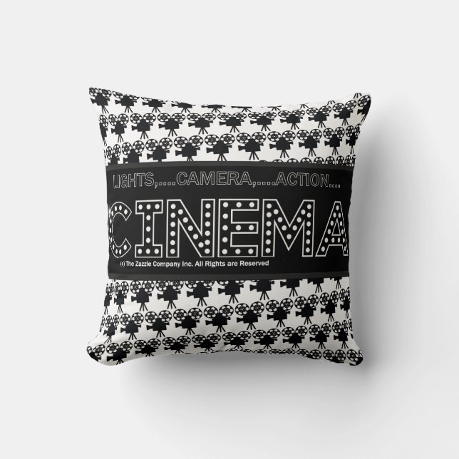 *CINEMA* Logotyp & Camera Mönster Pillow Kudde (Framsida)