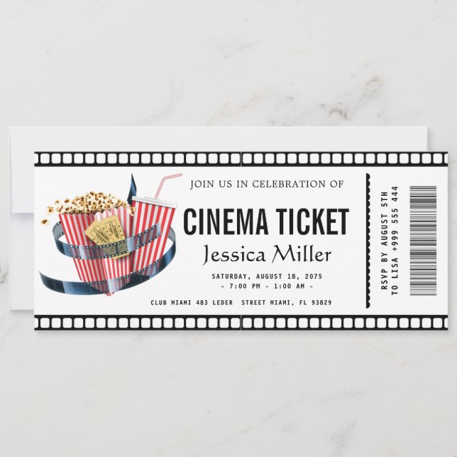 cinema ticket Invitation Inbjudningar (Framsida)