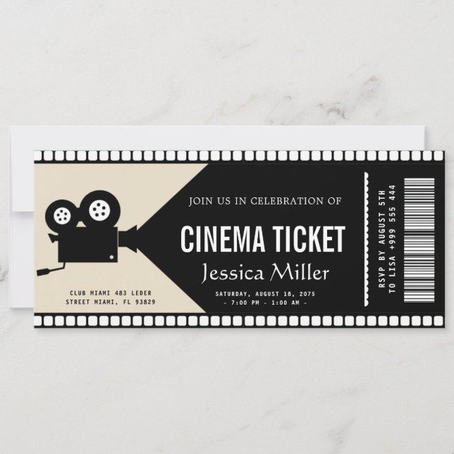 cinema ticket Invitation Inbjudningar (Framsida)
