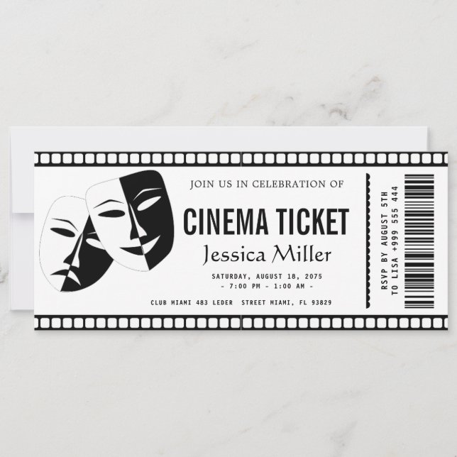 cinema ticket Invitation Inbjudningar (Framsida)