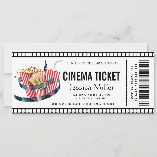 cinema ticket Invitation Inbjudningar (Framsida)