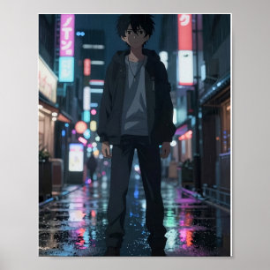 Cinematic Anime Neon Stad Affisch