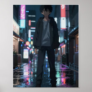 Cinematic Anime Neon Stad Affisch 