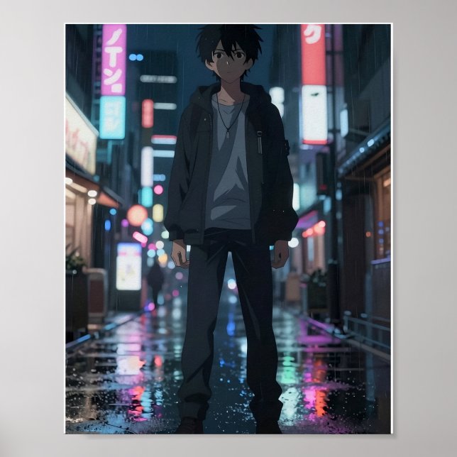 Cinematic Anime Neon Stad Affisch  (Framsidan)