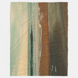 Cinematic Beach Seascape Vintage Ocean Waves Fleecefilt