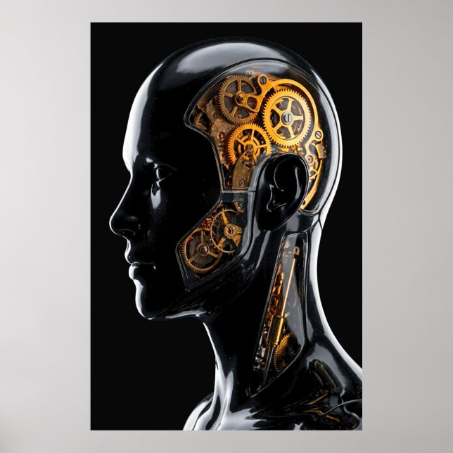 Cinematic Golden Clockwork Android Sci-Fi Poster (Framsidan)