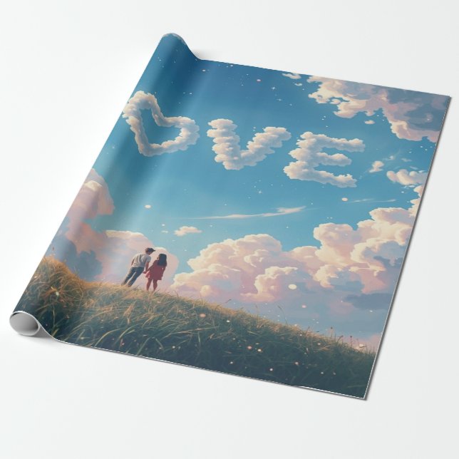 Cinematic "Love" in the Sky & Couple Sunset Scene Presentpapper (Utrullad)