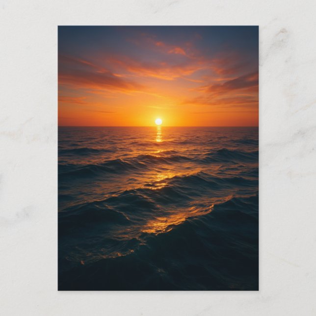 Cinematic Ocean Solnedgång - Realistisk Fin Konst Vykort (Framsida)