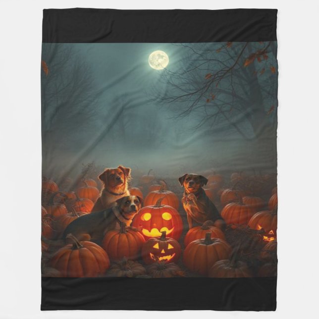 Cinematic Pumpkin Patch Pet Blanket | Fall Magic Fleecefilt (Framsidan)