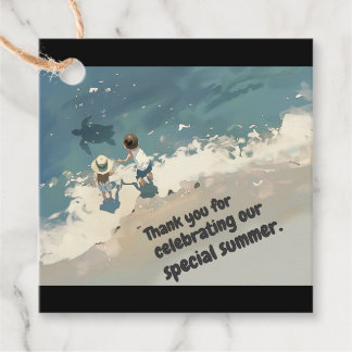 Cinematic Summer Ocean Beach Kids Art Custom Gift Gåvor Etiketter