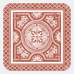 Cinnabar Woodblock IV Fyrkantigt Klistermärke