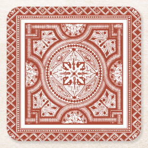 Cinnabar Woodblock IV Underlägg Papper Kvadrat