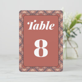 Cinnamon and Marsala Art Deco Wedding Table Number Inbjudningar