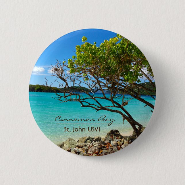 Cinnamon Bay St John USVI Tropical Pin Button Knapp (Framsida)
