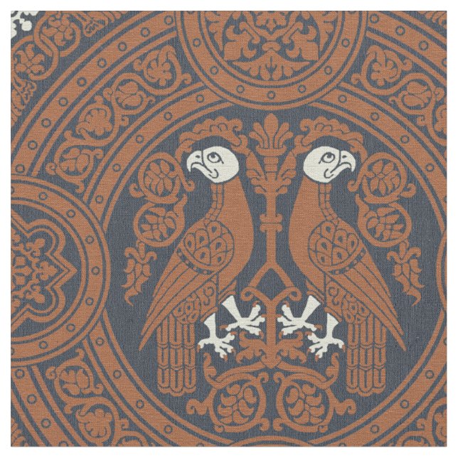 Cinnamon-Brown Byzantine Birds Tyg (Närbild)