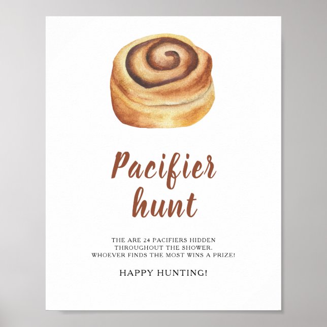 Cinnamon bun - nappar jakt på babyduschspel poster (Framsidan)