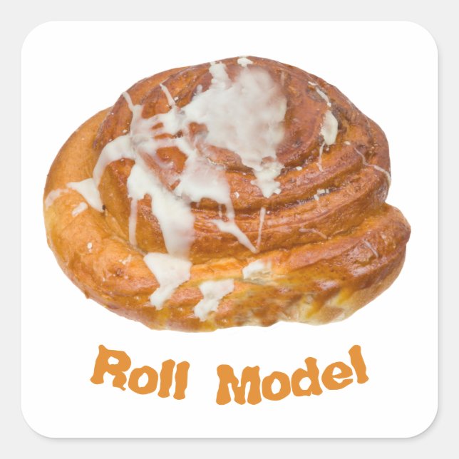 Cinnamon Bun Roll Model Fyrkantigt Klistermärke (Framsida)