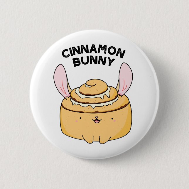 Cinnamon Bunny Funny Cinnamon Bun Pun Knapp (Framsida)