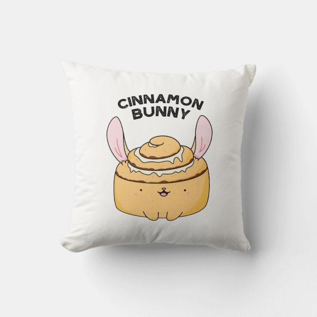 Cinnamon Bunny Funny Cinnamon Bun Pun Kudde (Framsida)