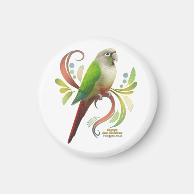 Cinnamon Grönt Cheek Conure Magnet (Framsidan)
