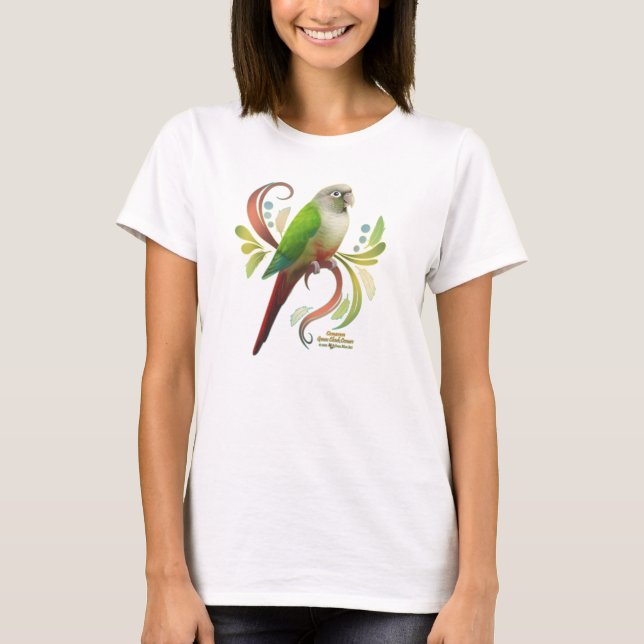 Cinnamon Grönt Cheek Conure T Shirt (Framsida)