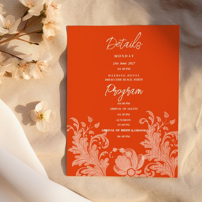 Cinnamon orange white floral lace Details Program (Cinnamon orange white floral lace Details Program )