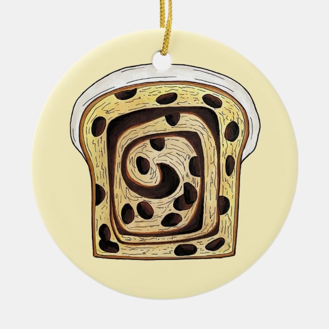 Cinnamon Raisin Bread Loaf Baking Bread Julgransprydnad Keramik (Framsidan)