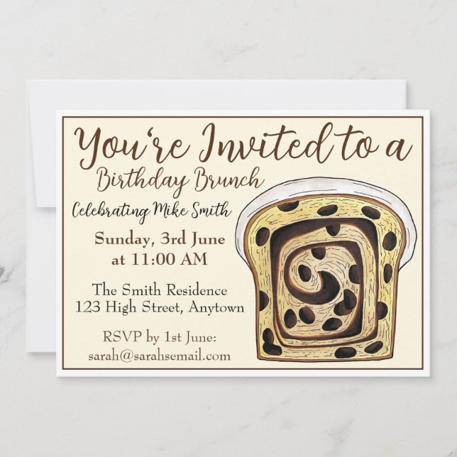 Cinnamon Raisin Bread Loaf Brunch Breakfast Toast Inbjudningar (Framsida)