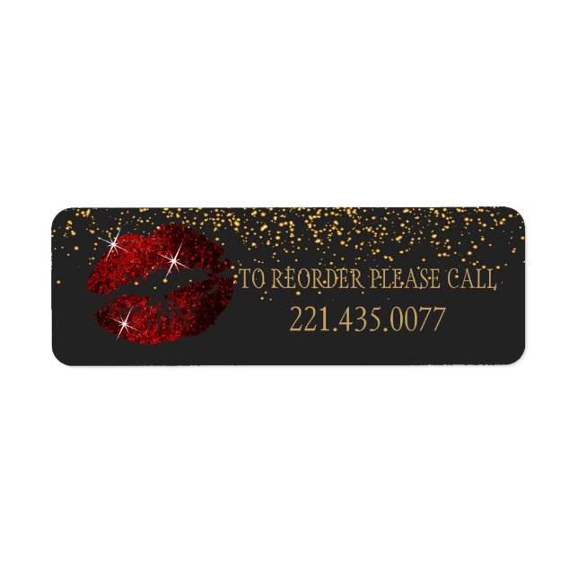 Cinnamon Red Glitter Läppar - Reorder Returadress Etikett (Framsidan)
