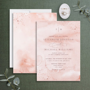 Cinnamon Ro Dusty Ro Guld Watercolor Monogram Inbjudningar