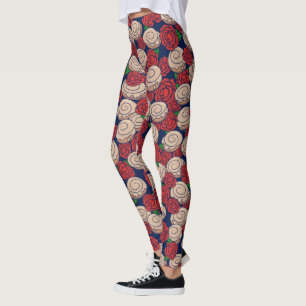 Cinnamon Roll Älskare Ro Blommigt Foodie Humor Leggings