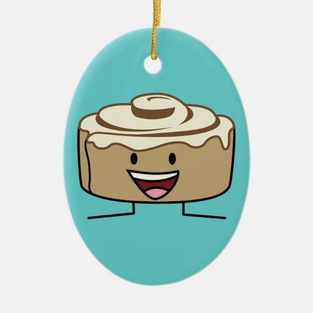 Cinnamon Roll Bun Parstry gooey sockerswirrt (dans Julgransprydnad Keramik (Framsidan)