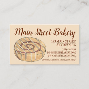 Cinnamon Roll Bun Pastry Chef Bakery Cafe Visitkort
