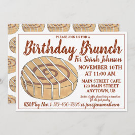 Cinnamon Roll Bun Pastry Födelsedagsfest Brunch Inbjudningar