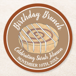 Cinnamon Roll Bun Pastry Födelsedagsfest Brunch Underlägg Papper Rund