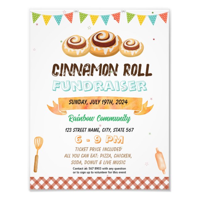 Cinnamon Roll Fundraiser-skolmall Fototryck (Framsidan)