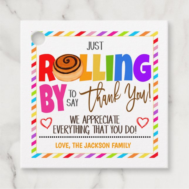 Cinnamon Roll Gift Märkre Gåvor Etiketter (Framsida)