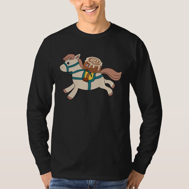 Cinnamon Roll is Horseriding Ironic Horse Illustra T Shirt (Framsida)