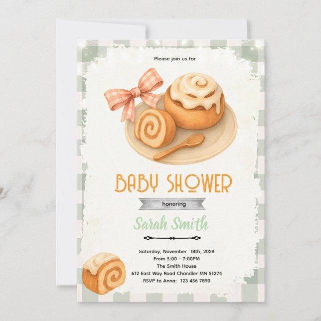Cinnamon Roll party theme invitation Inbjudningar (Framsida)
