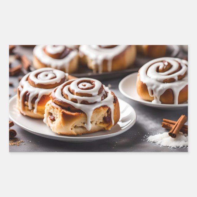 Cinnamon Roll Rektangulärt Klistermärke (Framsida)