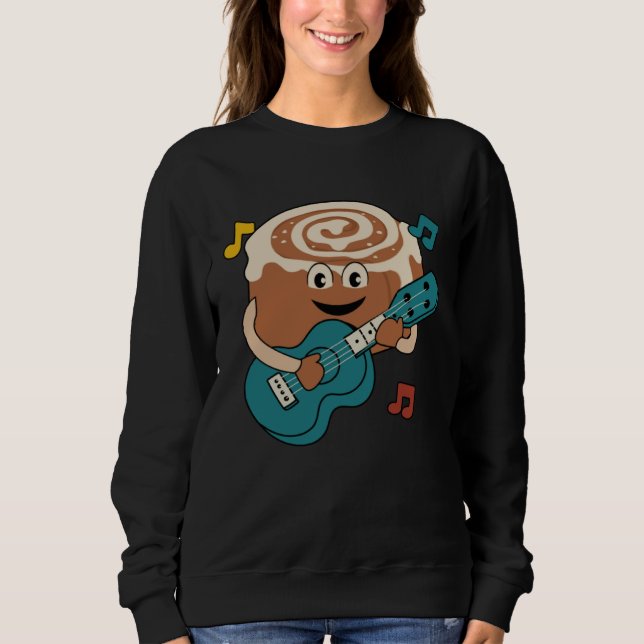 Cinnamon Roll Ukulele Player Musician Clef T Shirt (Framsida)