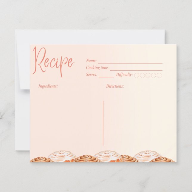 Cinnamon Roll Watercolor Recipe Card (Framsida)