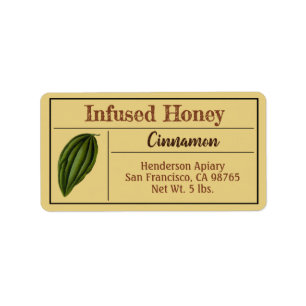 Cinnamon Spice Amber Guld Infused honey Burk Adressetikett