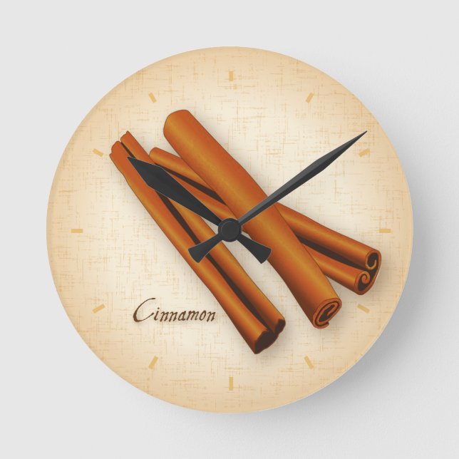 Cinnamon Spice Clock Rund Klocka (Framsida)