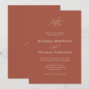 Cinnamon Spice Simple Elegant Fall Wedding Inbjudningar
