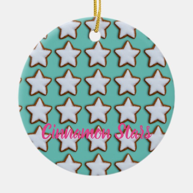 Cinnamon Star Cookies Mönster jul och Julafton Julgransprydnad Keramik (Framsidan)