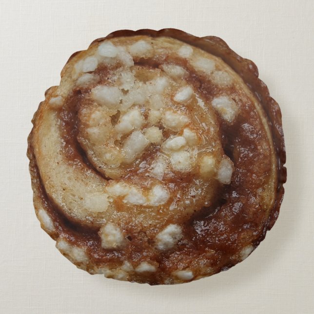 Cinnamon Sticky Bun Novelty Rund Kudde (Framsidan)