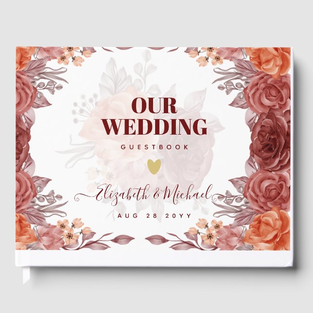 Cinnamon Terracotta FALL Blommigten Botaniskt BRÖL Gästböcker (Framsida)