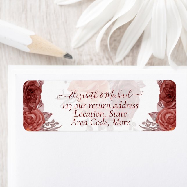 Cinnamon Terracotta FALL Blommigten Botaniskt BRÖL Returadress Etikett (Insitu)