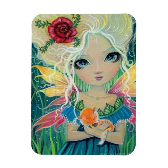 Cinnamon's Fairy Katt och Fantasy Art Molly Harris Magnet (Vertikal)